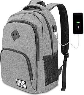 YAMTION Laptop Rucksack Business Rucksack für 15.6 Zoll Laptop Schulrucksack mit USB Ladeanschluss für Arbeit Wandern Reisen Camping,für Herren,Oxford,20-35L