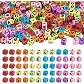 Sparkeads 250 Pcs Acrylic Letter Beads Plastic Vowel Alphabet Beads A E I O U Character Bead 6x6x6mm Grapheme Cube Bead for Jewelry Making Bracelet Earrings Pendants Keychain DIY Crafts Accessories