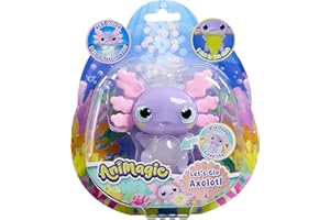 Animagic Let’s Glo Axolotl Pastel Glow-in-The-Dark | Stretchy Squishy Light-Up Electronic Pet Glows & Floats in Water | Senso
