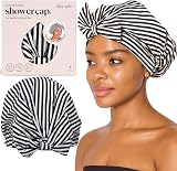 Kitsch Luxury Shower Cap for Women Reusable Waterproof Large Stripe