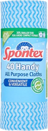 Spontex 40 Handy All Purpose Cleaning Cloths on a Roll 22 x 40 cm