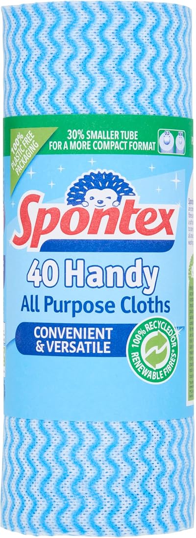 Spontex 40 Handy All Purpose Cleaning Cloths on a Roll 22 x 40 cm