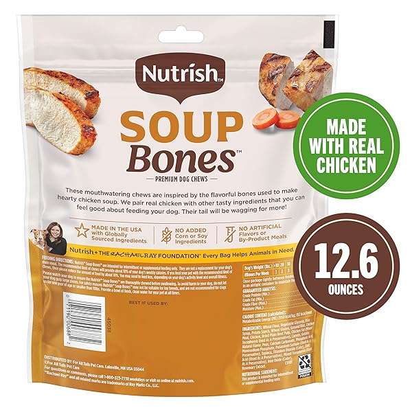 NUTRISH SOUP BONES PREMIUM DOG CHEWS WITH REAL CHICKEN AND VEGGIES, 6 CHEWS (RACHAEL RAY)