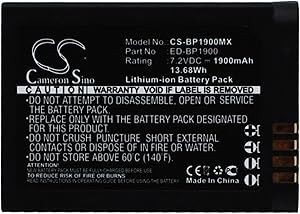 1900mAh Replacement for Samsung NX1 Battery, P/N ED-BP1900
