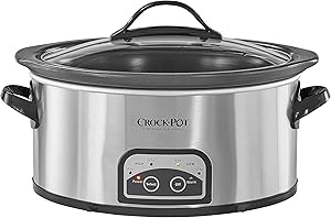 Crock Pot Smart Pot Slow Cooker with Easy to Clean Stoneware | Programmable Crock Pot | 6 quart | Stainless Steel (Renewed)
