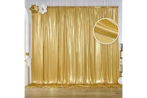 HTPER 10x10 ft Gold Sequin Backdrop Curtain Panels for Parties, Wrinkle Free Glitter Photo Backdrop Drapes 2 Panels 5x10FT Shimmer Back Drop Cloth for Wedding Birthday Christmas Photography Background