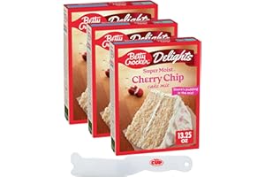Betty Crocker Delights Super Moist Cherry Chip Cake Mix, 13.25 oz (Pack of 3) with By The Cup Frosting Spreader
