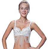 Seawhisper Tribal Glitter Sparkle Rhinestone Belly Dance Beaded Sequined Bra Top for Rave Cabaret Party