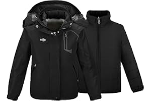 wantdo Girl's Ski Jacket Warm 3 in 1 Winter Coat Fleece Lined Snow Coat