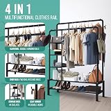 Klass Home Heavy Duty Clothes Rail 120KG with Shoe Rack & Hooks view 2