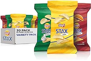 Lay's Stax Potato Crisps, Variety Pack, 0.75 Ounce (Pack of 30)