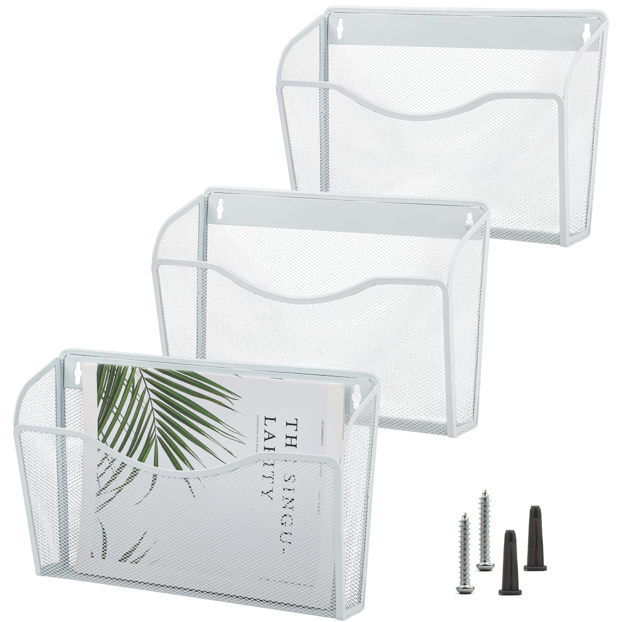 COSYAWN 3 Pack Mesh Wall Mounted File Holder, Metal