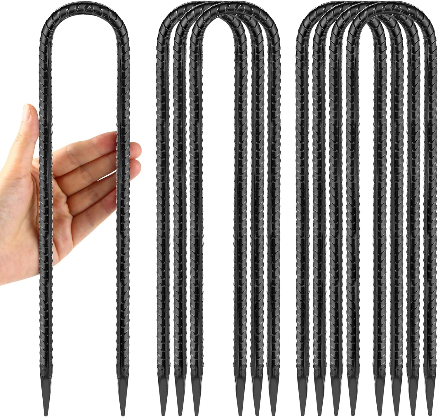 Delex Trampoline Anchor Kit Heavy Duty U Shaped ground anchor Tent Pegs Stakes, Galvanized Steel Trampoline Tie Down Kit for Soccer Goals, Garden Decoration