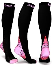 Rwest Calze a Compressione Graduata per Uomo E Donna capacità di Resistenza, Migliara Le Prestazioni per Sport, Corsa, Escursioni, Giri in Bici, Viaggi in Aereo.