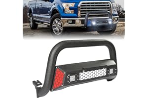 PARTREE Bull Bar Fit for Ford F150 2004-2025 with LED Light & w/License Plate Bracket DIY Paintable Truck Front Bumper Brush Push Bar Front Grille Guard Protector