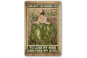 DOXIDI Vintage Metal Tin Sign Garden Signs And Into The Garden I Go To Lose My Mind And Find My Soul Sign Retro Wall Decor Hippie Room Posters Gardening Girl Tin Signs Mushroom Wall Art Welcome To My Garden