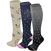 Dr. Motion Women's Compression Knee High Socks, 15-20 mmHg, 3 Pairs