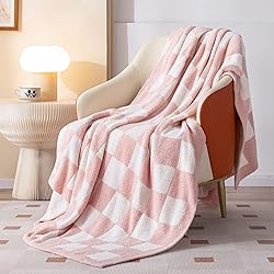 SeaRoomy Checkered Blanket, Ultra Soft Knit Blanket