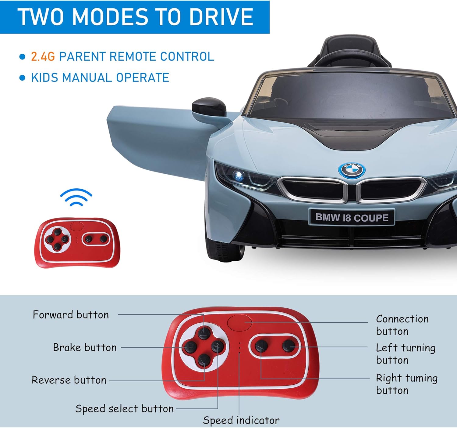 bmw i8 ride on car 12v manual