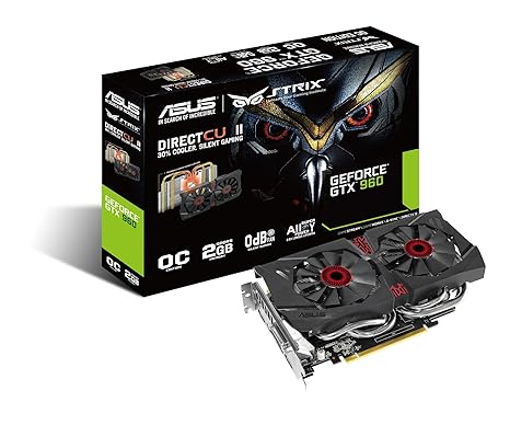 Asus STRIX-GTX960-DC2OC-2GD5 Nvidia GeForce Gaming Grafikkarte (PCIe 3.0 x16, 2GB DDR5 Speicher, HDMI, DVI, 3x DisplayPort)