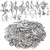 100g Craft Supplies Antique Silver Snake & Lizard Charms Alloy Mixed Style Animal Charms for Bracelet & Necklace Jewelry Making Accessories