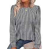 Alaroo Womens Long Sleeve Shirts 2025 Fall Tunic Tops Crewneck Blouses Print