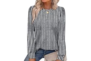 Alaroo Womens Long Sleeve Shirts 2025 Fall Tunic Tops Crewneck Blouses Print