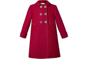 Pettigirl Little Girls Vintage Red Long Winter Jacket Coats Toddler Kids Warm Woolen Overcoat