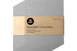 Swedish Wholesale Swedish DishCloths for Kitchen- 10 Pack Reusable Paper Towels Washable - Eco Friendly Cellulose Sponge Microfiber Dish Cloths - Kitchen Essentials - Grey