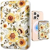Shorogyt Compatible with Magsafe Wallet Magnetic Card Holder - Sunflower Phone Wallets for Women Teen Girls Cute for iPhone 17/16/15/14/13/12 Series Slim for Apple Mag RFID Magnet, Fit 3 Cards