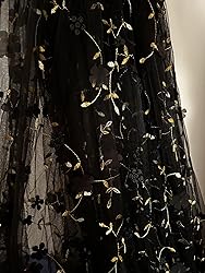 35"x51" Tulle Fabric by Yard Flower Embroidery Mesh