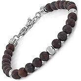 10:10 Beaded Bracelet for Men and Women – Natural Red Frost Jasper Gemstones and Stainless Steel – Adjustable, Durable and Elegant – Made in Italy