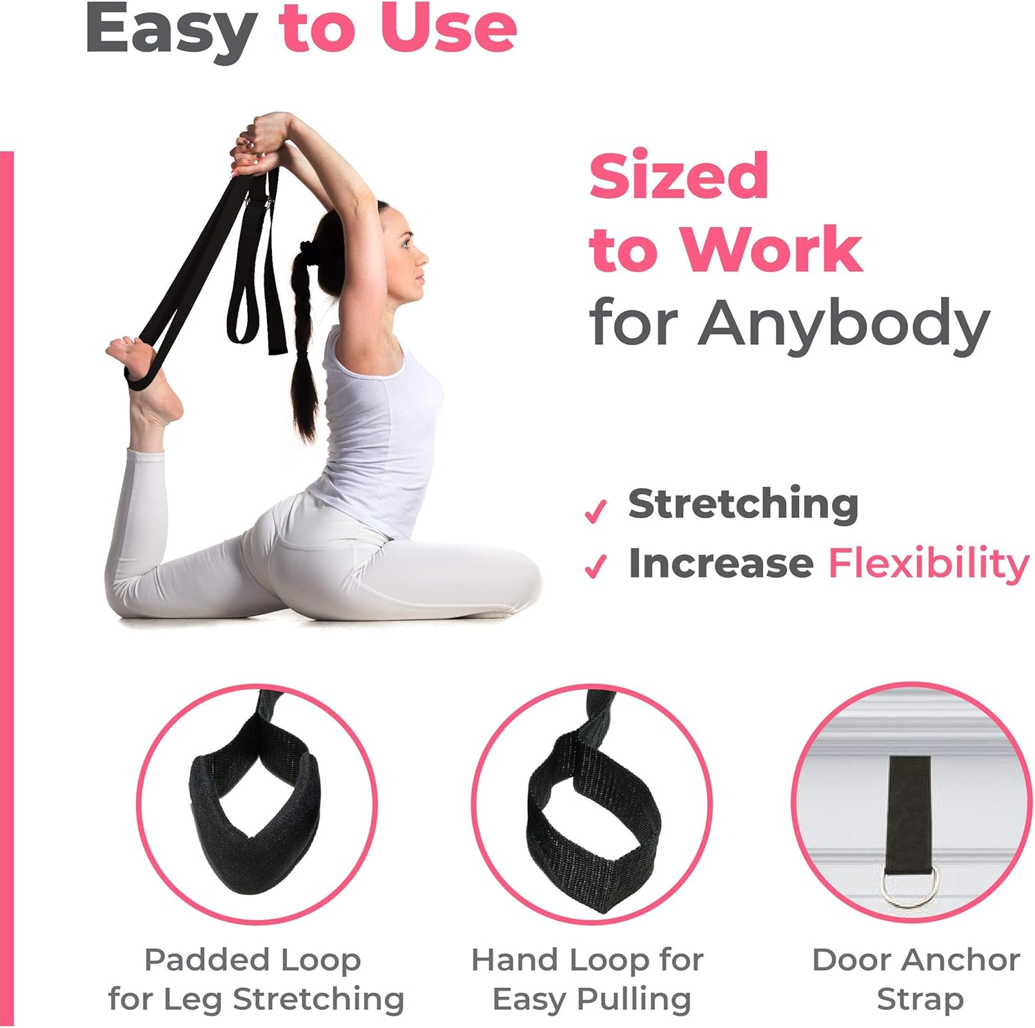 Leg Stretcher Strap – Adjustable Ballet Stretch Strap with Door Anchor to Improve Flexibility, Easy to Install Split Trainer Stretching Equipment for Ballet, Dance, Yoga, Gymnastics or Cheer : Sports & Outdoors