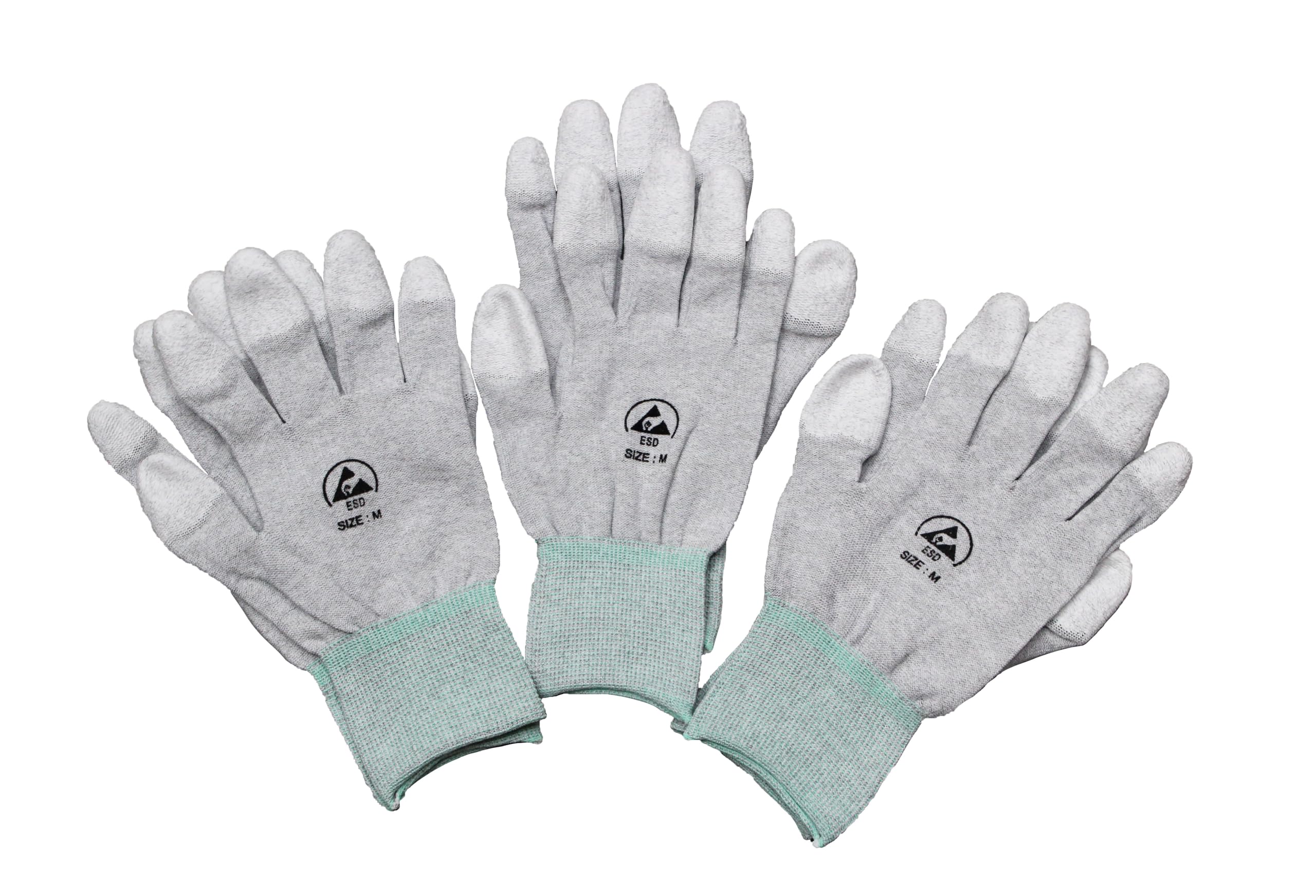 Kill Stat 3 Pairs Anti Static Gloves – PU Coated Fingertips, ESD Safety Protective Work Glove With Carbon Fibre, Electrostatic Protection, For PC Building & Assembly & Phone Repair, Grey, Small