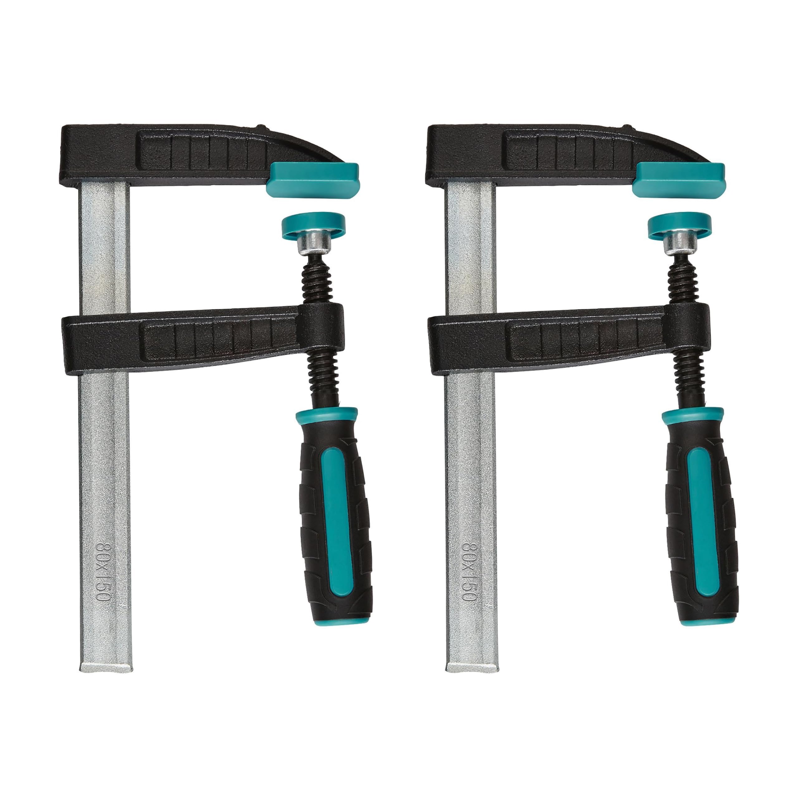 wolfcraft 2 Screw Clamps, 150 mm I 8645000 I for a Variety of Clamping Applications – Ideal for DIY Projects