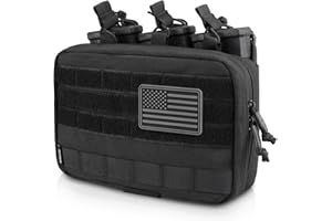 WYNEX Tactical Mag Admin Pouch, Molle Utility Tool Pouch Medical EMT Organizer with Triple Stacker Magazine Holder for M4 M16 Patch Included