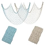 Decorative Fishing Net Beige & Blue 80x40