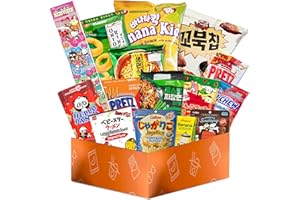 K-Munchies Asian Snacks Box - Snacks Variety Pack for Adults and Kids with Candy, Chips, Ramen, and Other Instant Food - Mystery Snack Box Treats for Family - With Free Chopsticks