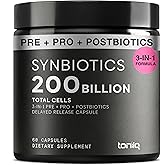 Toniiq Prebiotics and Probiotics – 200B TFU with Postbiotics IMMUSE® & ButyraGen® – 30 Strains – Shelf-Stable Synbiotic Formula – Third-Party Tested – 60 Capsules
