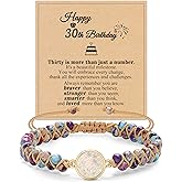 Sistble 30th Birthday Gifts for Her, 30 Year Old Birthday Gifts for Women Handmade Braided Beaded Bracelets 30th Birthday Decorations for Bestie Friend Sister in 30s Natural Stone Bracelet Jewelry