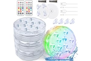 Qoolife Rechargeable Submersible Pool Lights with Remote, Waterproof Underwater Charging Battery Operated Controlled 25 Color Changing LED with Magnet Floating Lights Pool Pond Decoration (4 Pack)