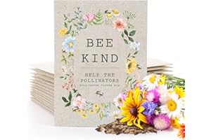 Bentley Seed Co. | Bee Kind Pollinator Flowers | Beautiful Bee Art Kraft Look Seed Packets | Environmental Favors Cards for Guests | Wildflower Mix Seed Packets | Eco-Friendly Hand Out Gift | 25 Pack