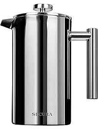 Secura Stainless Steel French Press Coffee Maker 18/10 Bonus Stainless Steel Screen