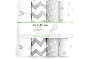 BAEBAE GOODS Pack n Play Sheets – Premium Pack and Play Sheets 4 Pack – 100% Super Soft Jersey Knit Cotton Playard Mattress Sheets – Portable Playpen Fitted Play Yard Mini Crib Sheet for Boy & Girl (24 x 38 x 5)