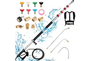 TaoTazon 24FT Pressure Washer Extension Wand 3 Gutter Extension for Roof Fence Window Washing Gutter Cleaner (Aluminium) (24FT Pressure Washer Extension Wand)