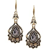 MINACHI Christmas Halloween Red Heart Shaped Pattern Alloy Earrings, Gothic Antique Style Jewelry for Women