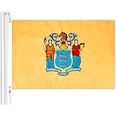 G128 New Jersey State Flag | 3x5 Ft | Double ToughWeave Series Double Sided Embroidered 210D Polyester | Embroidered Design, Indoor/Outdoor, Brass Grommets, Heavy Duty, 3-ply