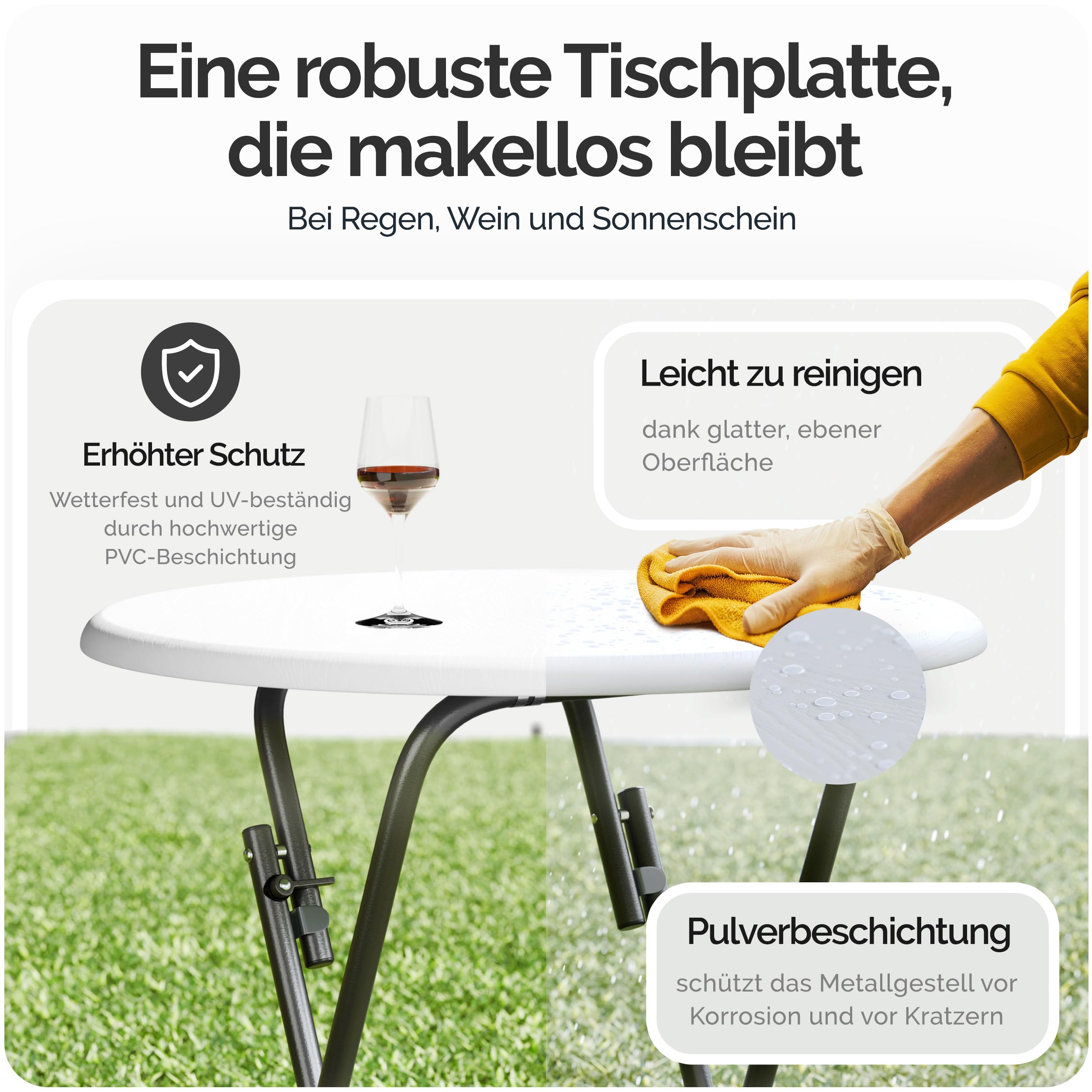 Casaria® Stehtisch Klappbar 110cm Hoch Rund Ø 60cm Outdoor Holz Stabil Garten Büffet Bistrotisch Bartisch Biertisch Partytisch Klapptisch Tisch Weiß 3