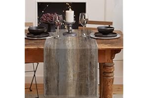 Emvency Farmhouse Table Runner, Abstract Grey and Dark Brown Art Painting for Kitchen Coffee Table Family Dinners Holiday Parties Wedding Events Decor(13x72 inch)