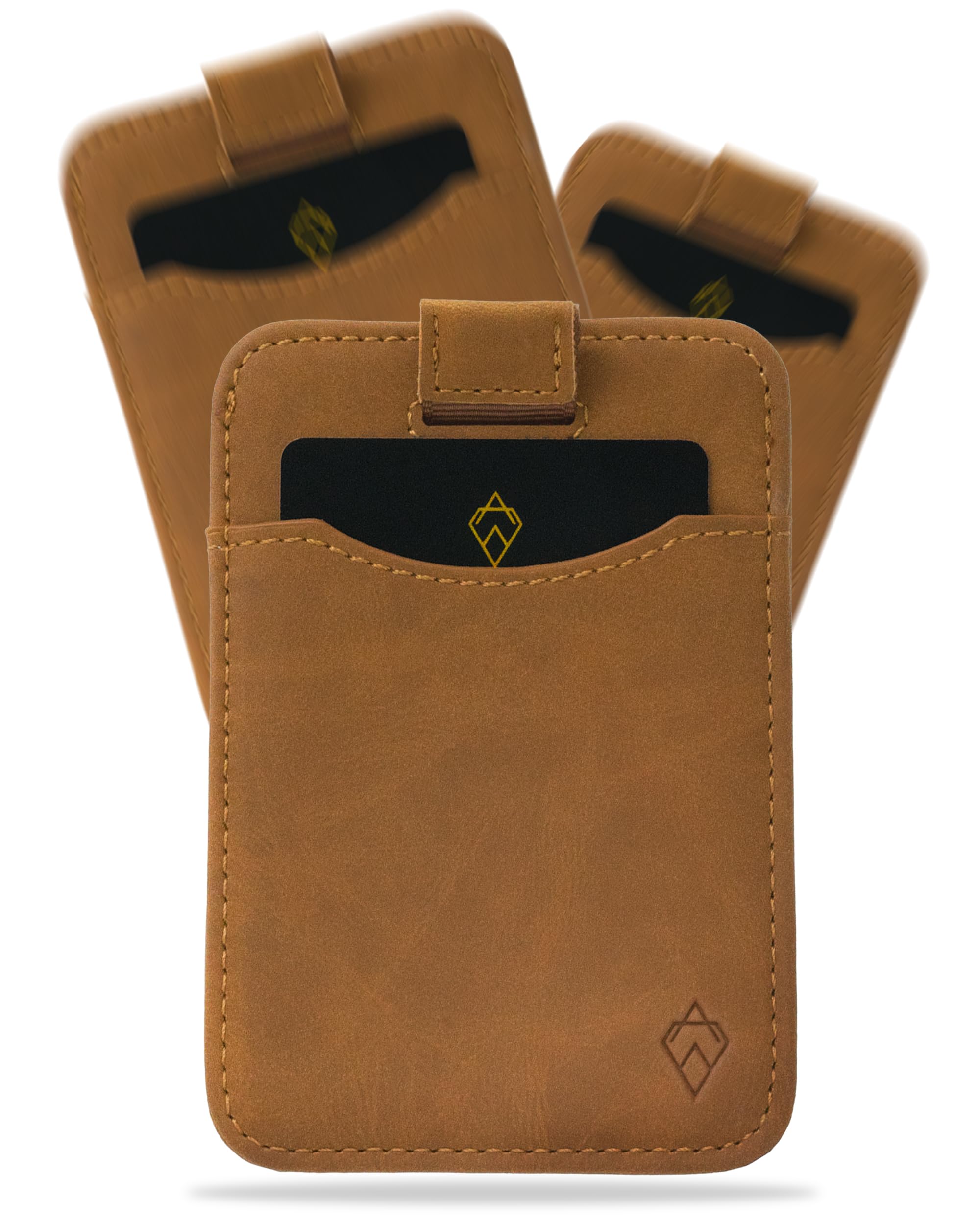 AKIELO RFID Blocking Card Holder and Gift Box – Compact and Slim Wallet – Minimalist Card Wallet (Charlie - Tan Edition)